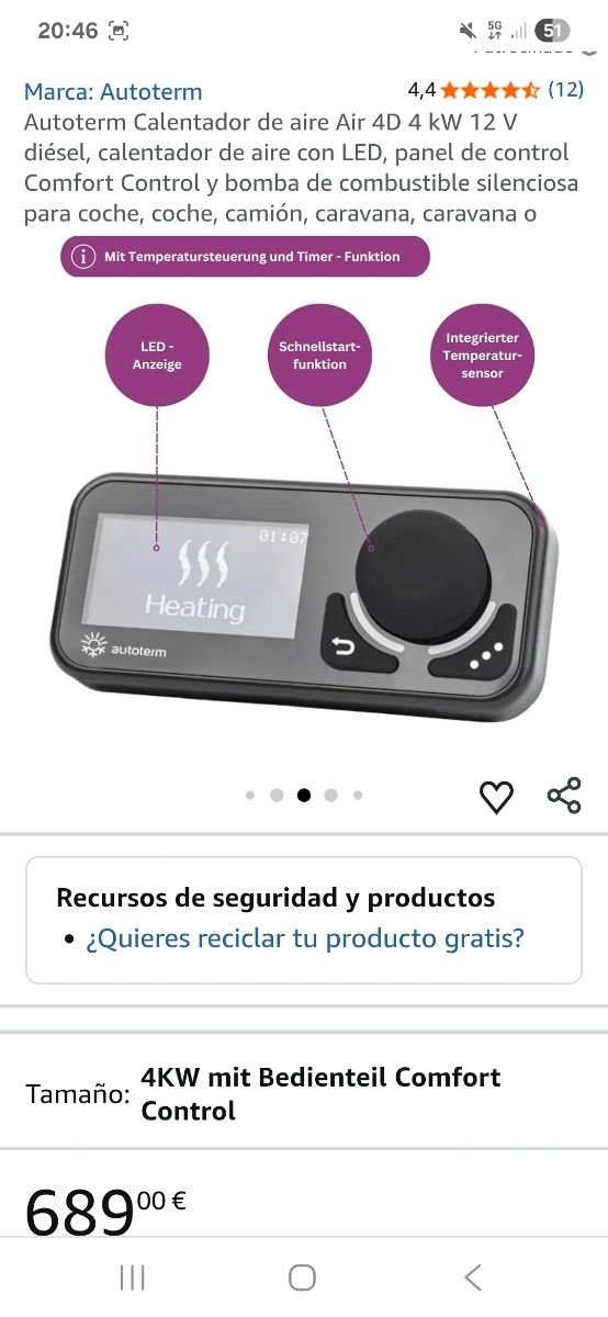 Calefacción Autoterm 4kW 12V Diesel