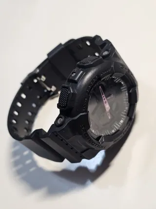 Reloj resistente Negro Agujas Rosa