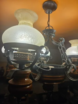 Lámpara de forja rústica en color azul