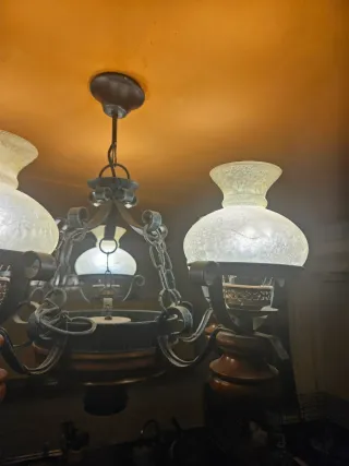 Lámpara de forja rústica en color azul