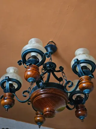 Lámpara de forja rústica en color azul