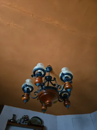 Lámpara de forja rústica en color azul