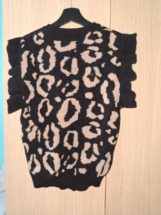 Chaleco de punto estampado leopardo