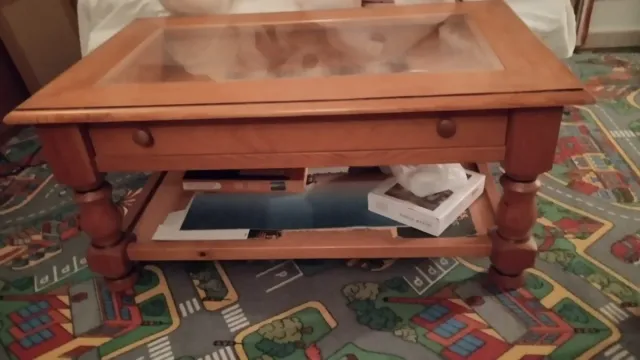 Mesa centro madera y cristal