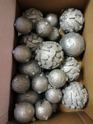 Set 24 Palline Glitter Argento