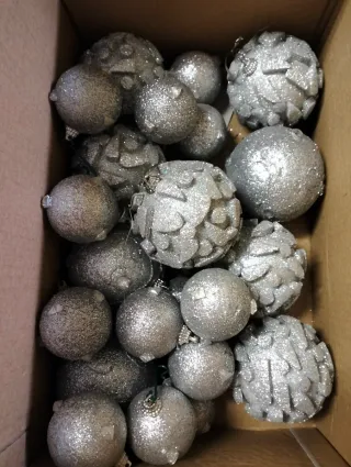 Set 24 Palline Glitter Argento