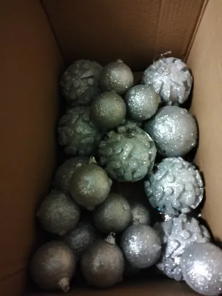 Set 24 Palline Glitter Argento