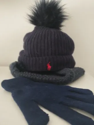 Gorro niños Ralph Lauren, bufanda y guantes