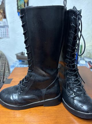 Botas altas Zara negras con cordones niña n 31
