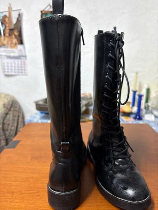 Botas altas Zara negras con cordones niña n 31