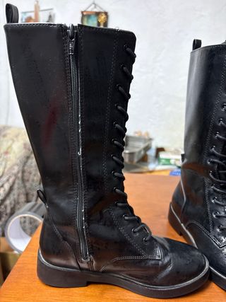 Botas altas Zara negras con cordones niña n 31