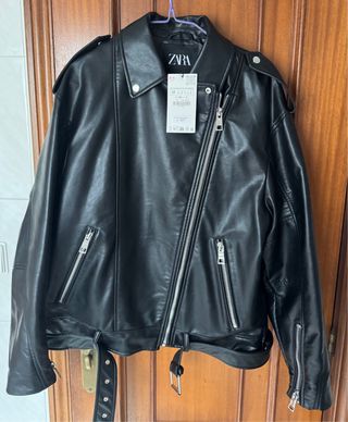 Cazadora Polipiel Oversize Zara Talla M