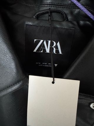Cazadora Polipiel Oversize Zara Talla M