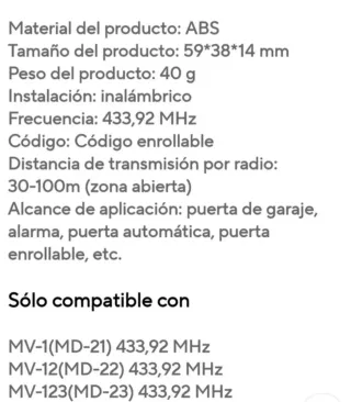 Mando Garaje Clemsa MASTERCODE MV1