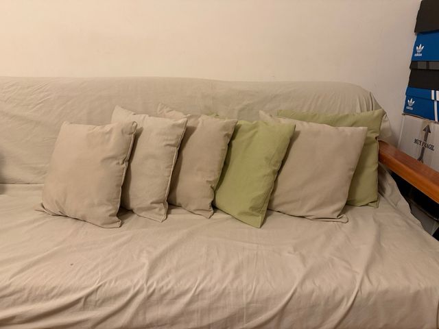 Juego 6 Cojines Sofá Beige y Verde