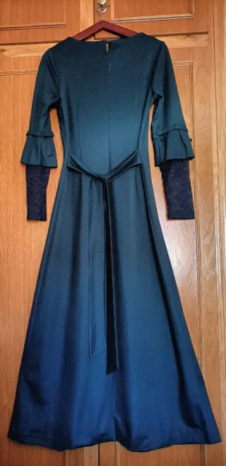 Vestido largo verde elegante con encaje talla 42