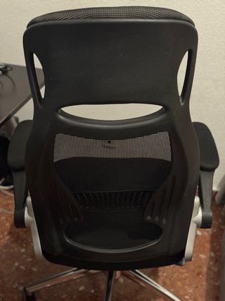 Silla de oficina ergonómica negra y plateada