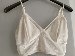 Top corto de terciopelo blanco crema t.s