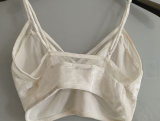 Top corto de terciopelo blanco crema t.s