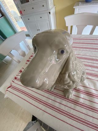 Antigua porcelana,cocker Beige gris GB,38x17x30