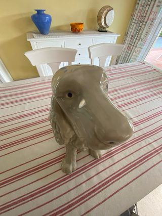 Antigua porcelana,cocker Beige gris GB,38x17x30