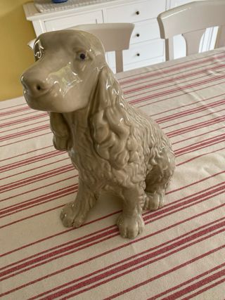 Antigua porcelana,cocker Beige gris GB,38x17x30