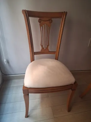 6 Sillas de Comedor Madera Tapizadas