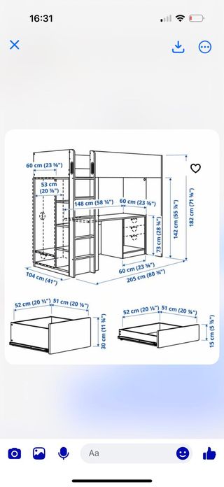 1 Letto a castello IKEA con scrivania