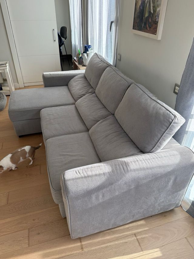 Sofá modular chaise longue gris