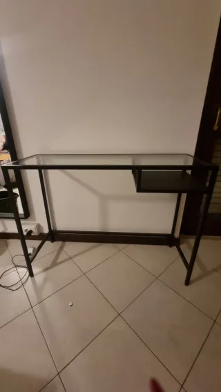 Tavolino consolle ferro e vetro nero