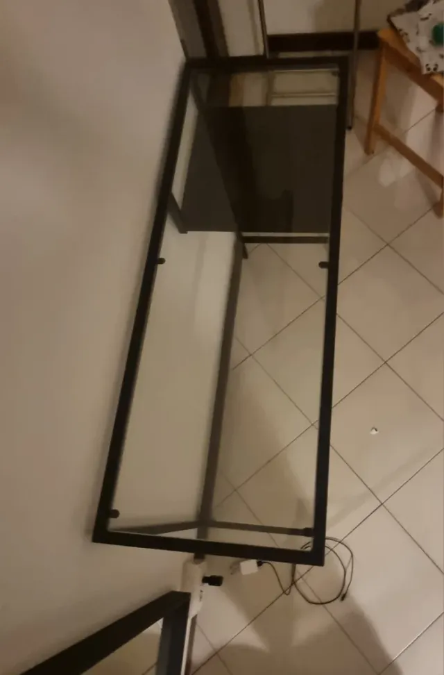 Tavolino consolle ferro e vetro nero