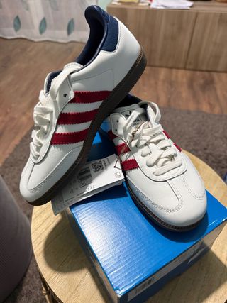 Zapatillas Adidas Samba Mujer Blancas Rojas