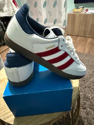 Zapatillas Adidas Samba Mujer Blancas Rojas