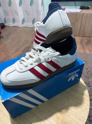 Zapatillas Adidas Samba Mujer Blancas Rojas