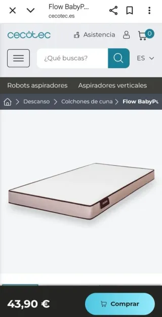 Colchón cuna 120x60x9 cm