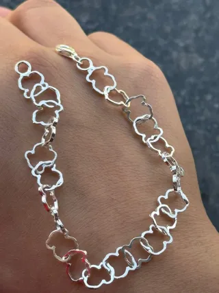 Pulsera eslabones plata diseño osito