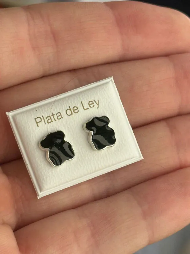 Pendientes Tous Oso Negro y Plata