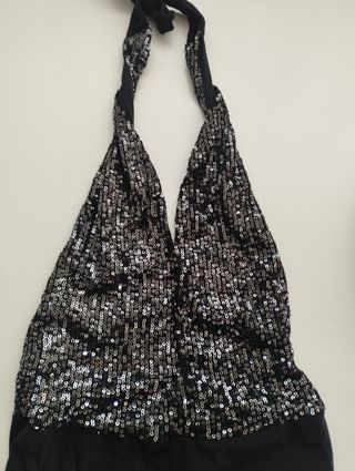 Body lentejuelas plateadas y negro