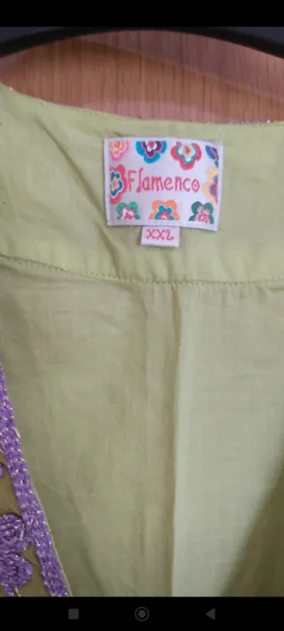 Blusa Flamenco Talla Única Verde y Morado