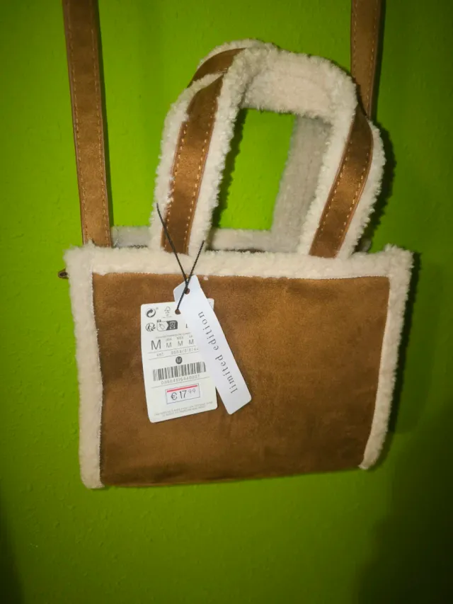 Bolso borreguito marrón nuevo con etiqueta
