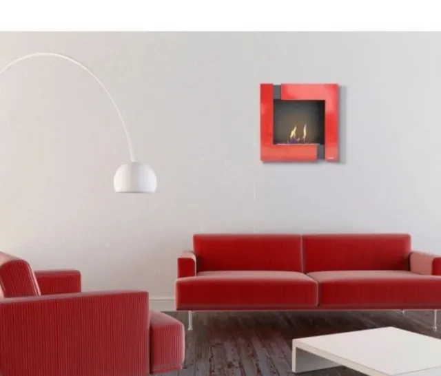 Estufa Bioetanol Moderna Roja y Negra