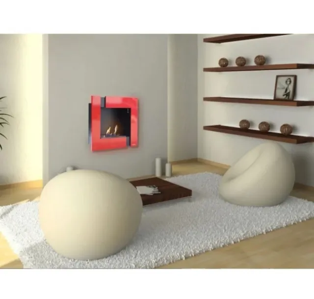 Estufa Bioetanol Moderna Roja y Negra