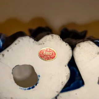 Pareja Gatos Porcelana Azul Cobalto