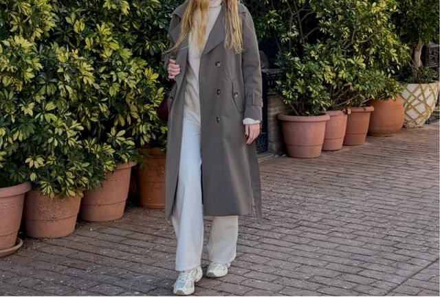 Trench Coat Talla M Beige/Gris