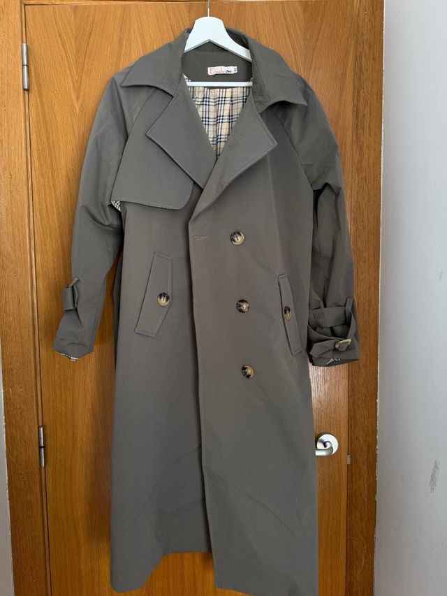 Trench Coat Talla M Beige/Gris