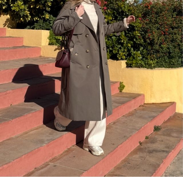 Trench Coat Talla M Beige/Gris