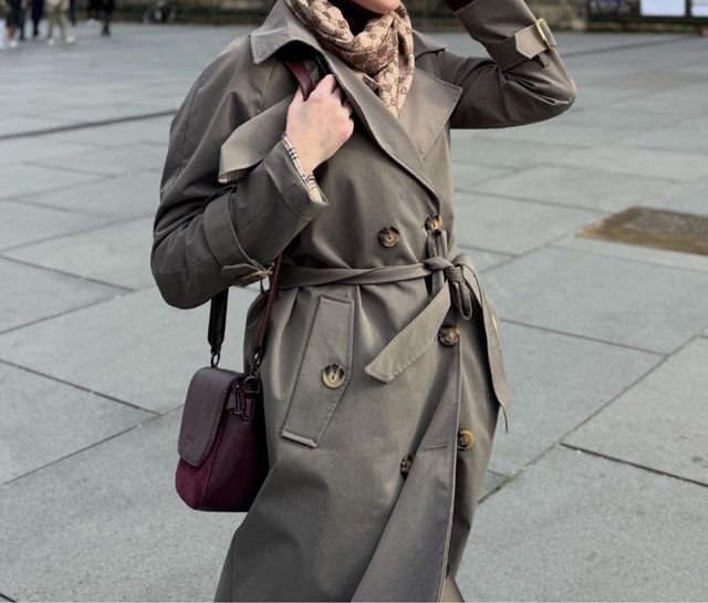 Trench Coat Talla M Beige/Gris