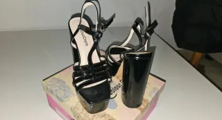 Tacones charol negros talla 37