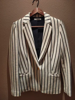 Americana Mango rayas blanco y negro