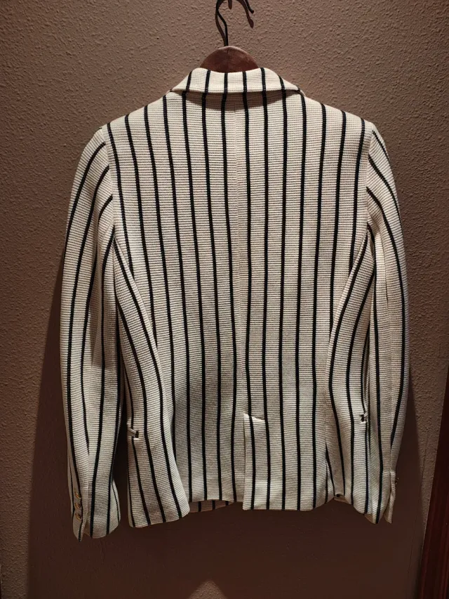 Americana Mango rayas blanco y negro